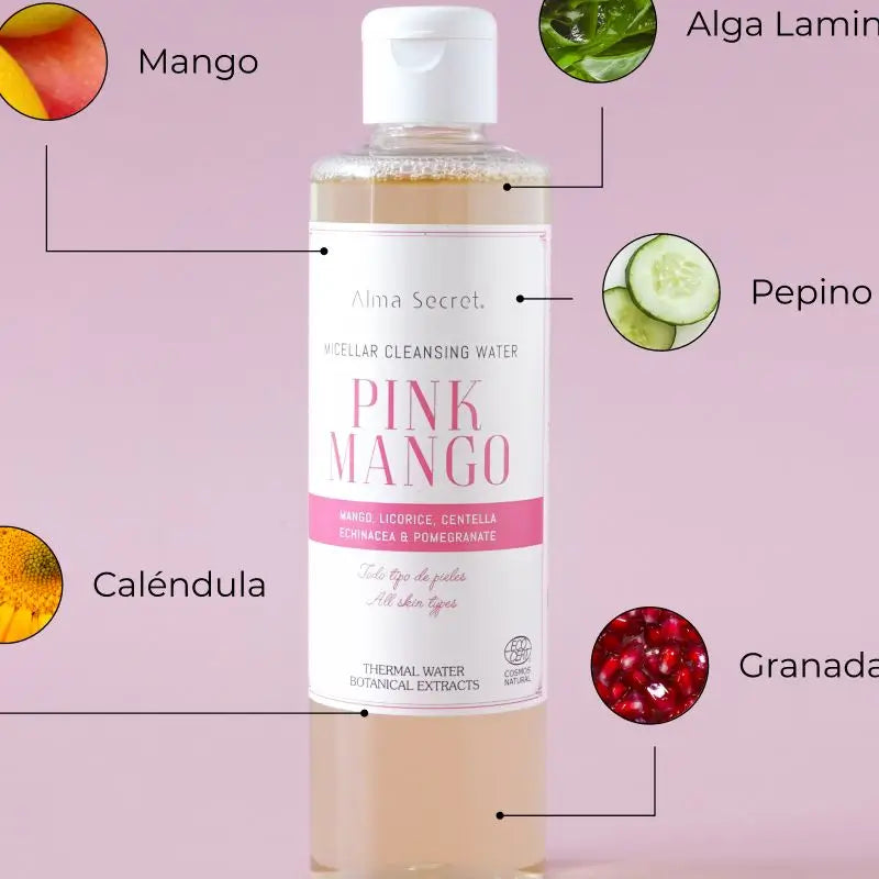 Alma Secret Pink Mango Eau micellaire à la mangue, à la réglisse, à la centella et à la grenade