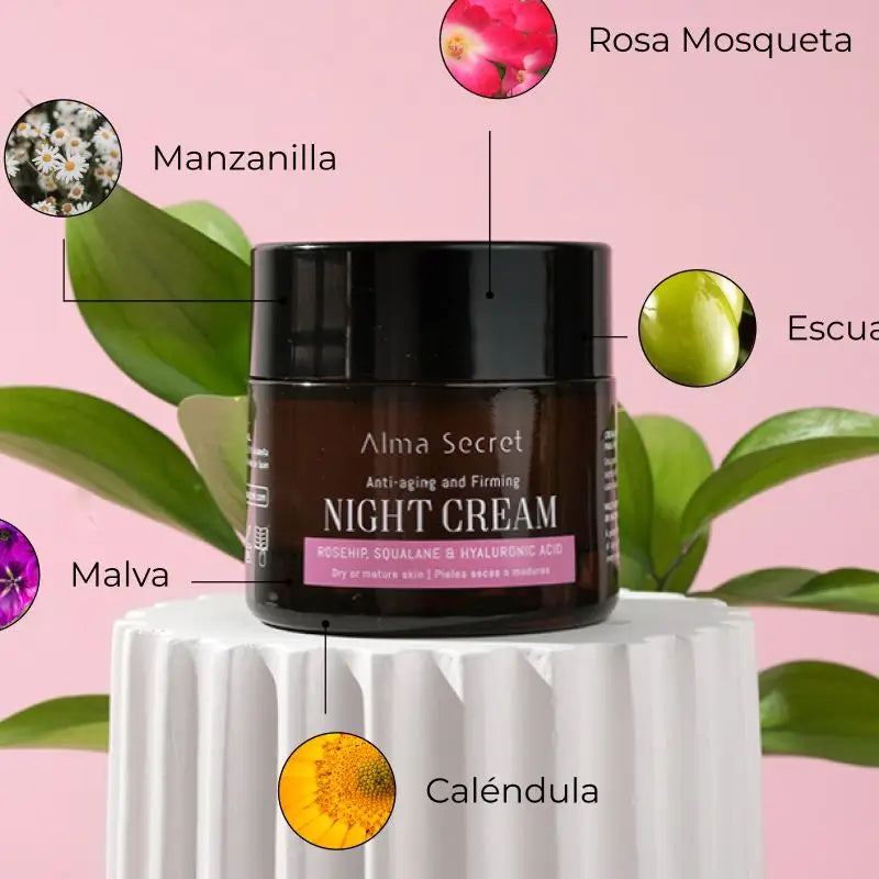 Alma Secret Anti-Age Repairing Night Cream R. Mosqueta, Squalane & Hyalur.