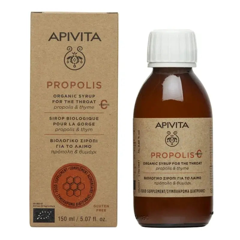 APIVITA Sirop pour la gorge bio à la propolis et au thym 150 ml