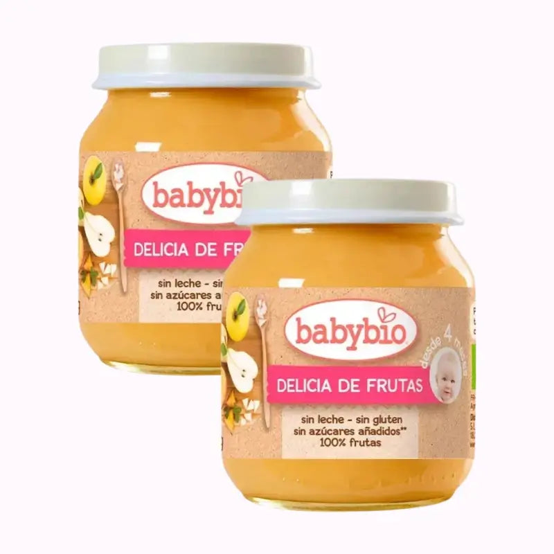 Babybio Fruit Delight, paquet de 2 x 130 grammes