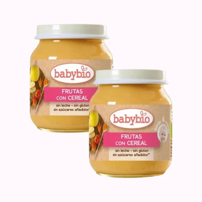 Babybio Fruits avec céréales, paquet de 2 x 130 grammes