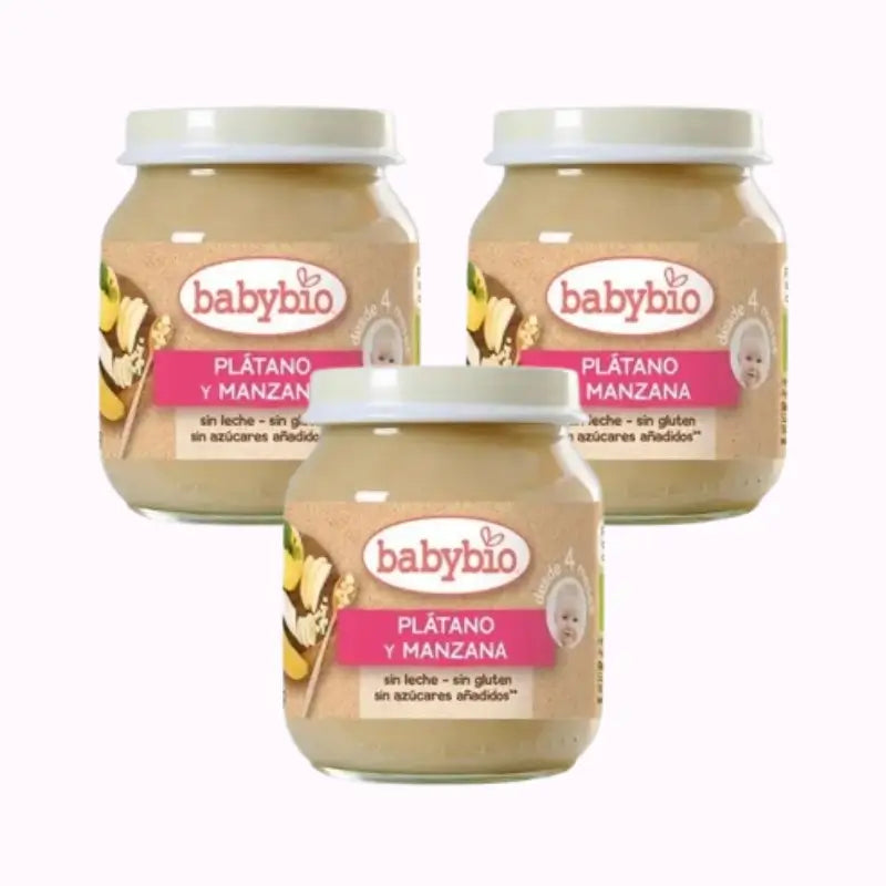 Babybio Pomme Banane, paquet de 3 x 130 g