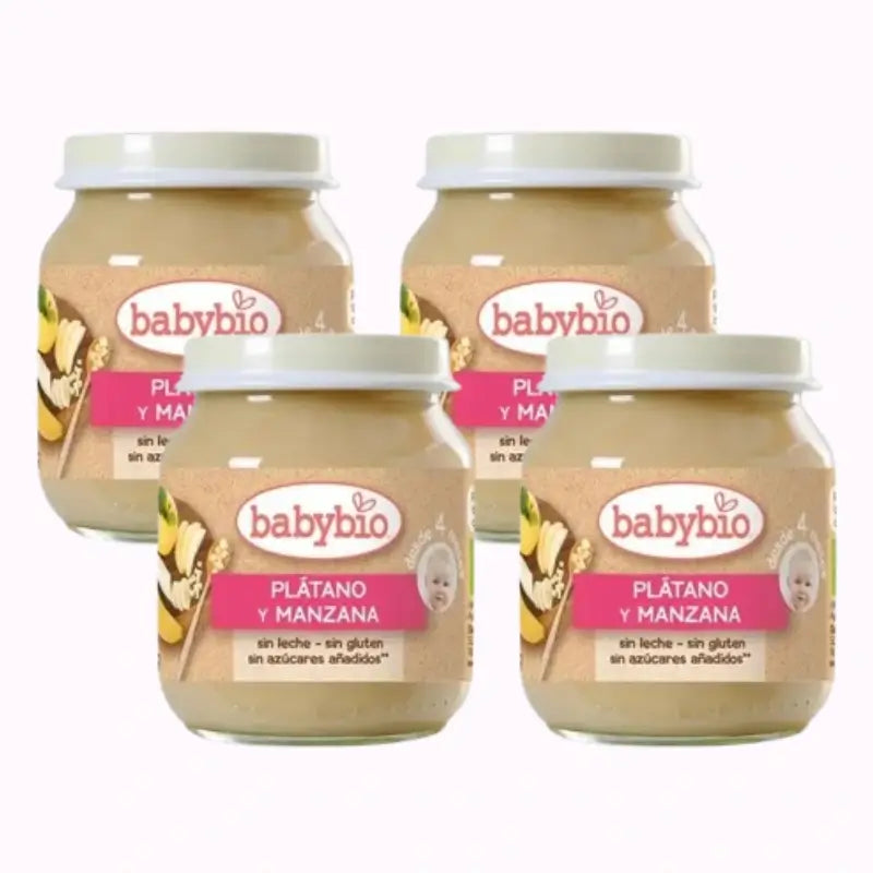 Babybio Pomme Banane, paquet de 4 x 130 g
