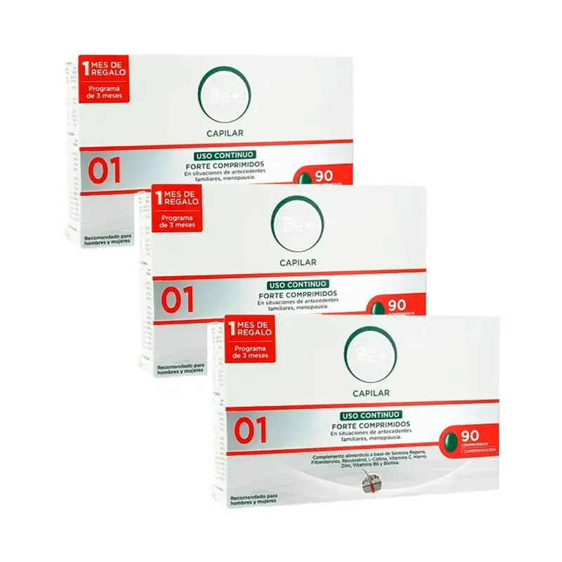 Be+ Capilar Anticaida Forte Continuous Use, Pack 3 x 90 comprimés
