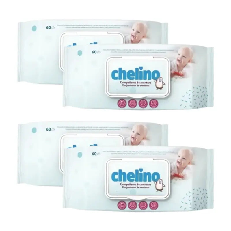 Lingettes Chelino, 4x60 unités