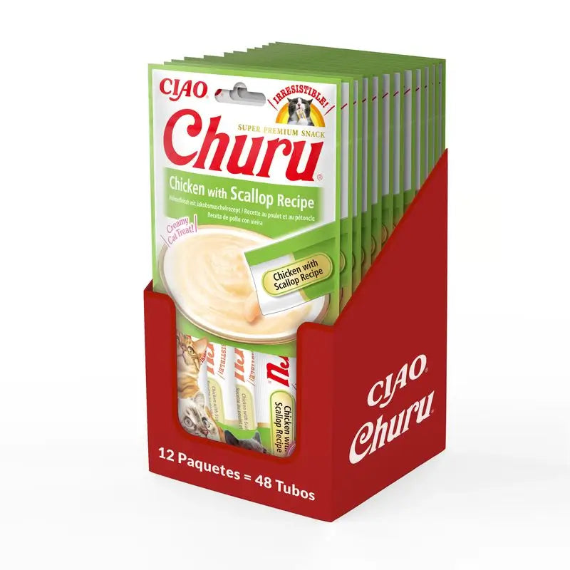 Churu Cat Poulet et coquilles Saint-Jacques Recette Display 12X56Gr