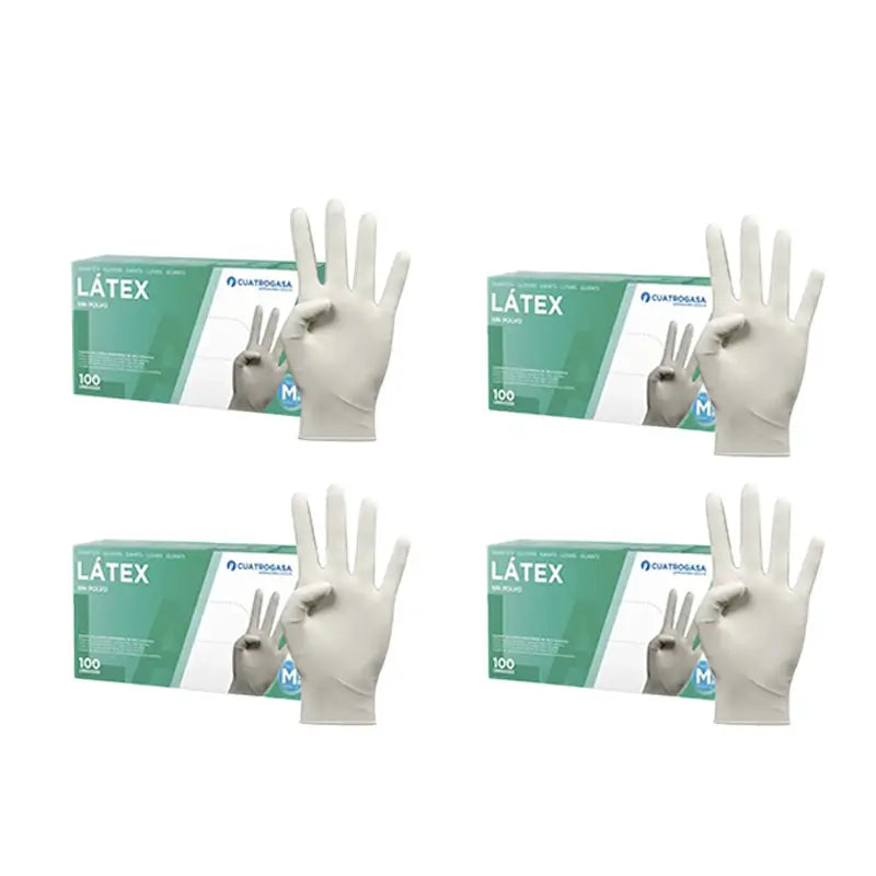 Cuatrogasa Gants sans poudre en latex blanc Taille M, 4X100 unités