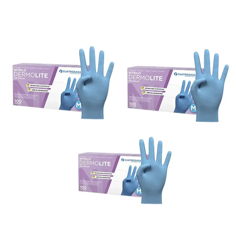 Cuatrogasa Gants en vinyle sans poudre Bleu Taille M, 3X100 unités