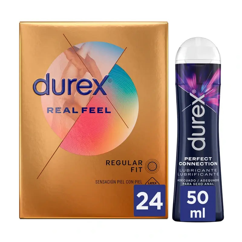 Durex Real Feel Préservatifs 24 unités + Lubrifiant Perfect Connection 50 ml