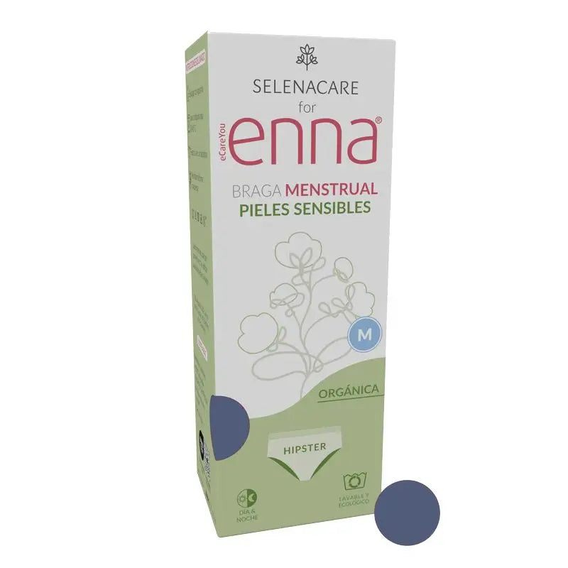 Enna Menstrual Panty Ginecological Organic Hipster (Medium Flow) Size M - Colour Blue / Grey