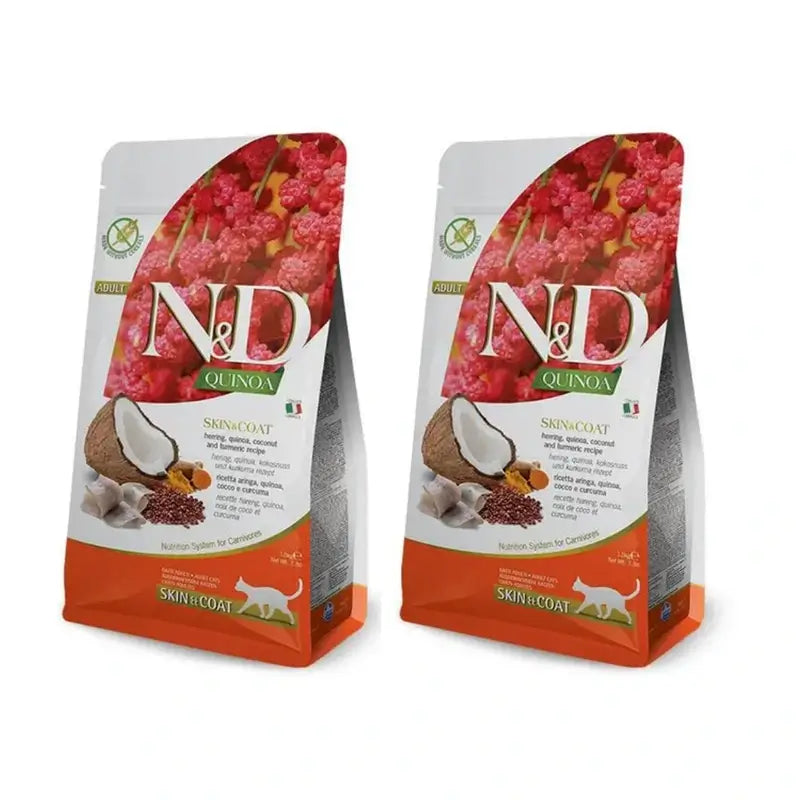 Farmina N&D Cat Quinoa Skin Coat Herring 1,5Kg, nourriture pour chats, paquet de 2
