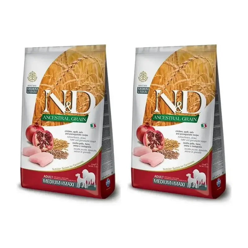 Farmina N&D Dog Ancestral Medium Maxi Chicken 12Kg , Croquettes pour chien, paquet de 2