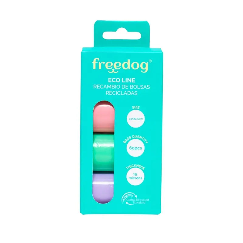 Freedog Eco Sacs de recharge 15 sacs/rouleau couleur pastel