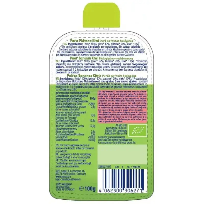 Holle Pouche Poire, Banane et Kiwi, 100 g