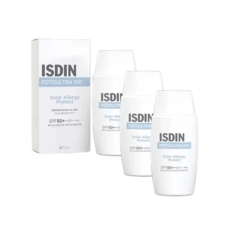 Isdin Fotoultra 100 Fluide Fusion Allergie Solaire Spf50+, 3X50 Ml