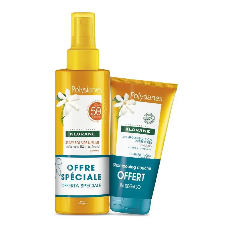 Klorane Pack Spray Solaire Spf50 200Ml + Shampooing Douche Cadeau 75 Ml