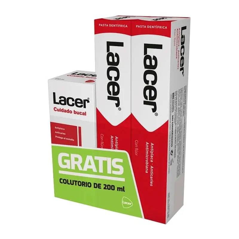 Lacer Kit 2 Dentifrice, 125 ml + bain de bouche Lacer, 200 ml