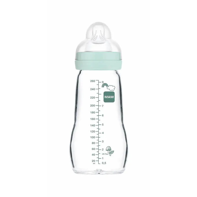 Mam Baby Biberon Crystal Feel Good Bleu mat, 260Ml