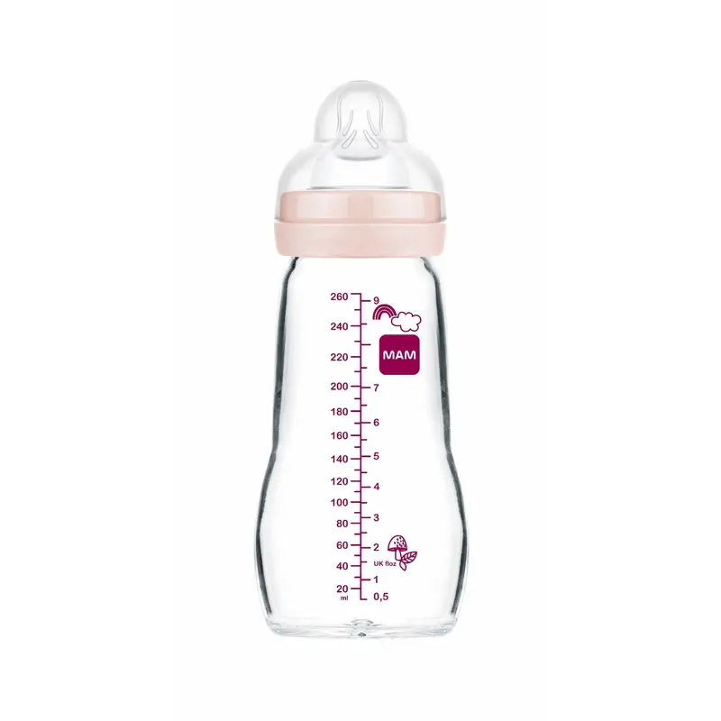 Biberon Mam Baby Crystal Feel Good Matt Pink, 260 ml