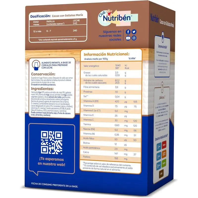 Nutriben Papilla Cacao avec biscuits Maria 500 g