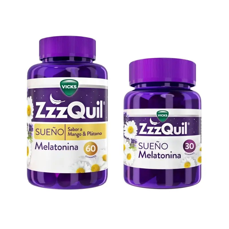 ZzzQuil Natura Melatonin Original et Mango Flavour, Pack 30 + 60