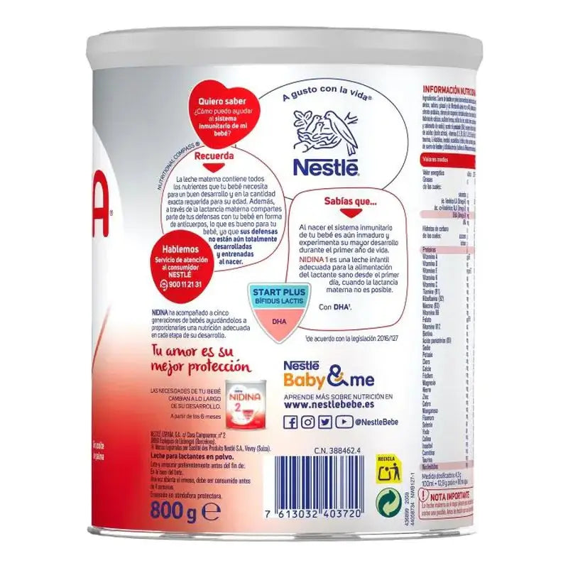 Pack 4 X Nestlé Nidina 1 pour nourrissons 800 g