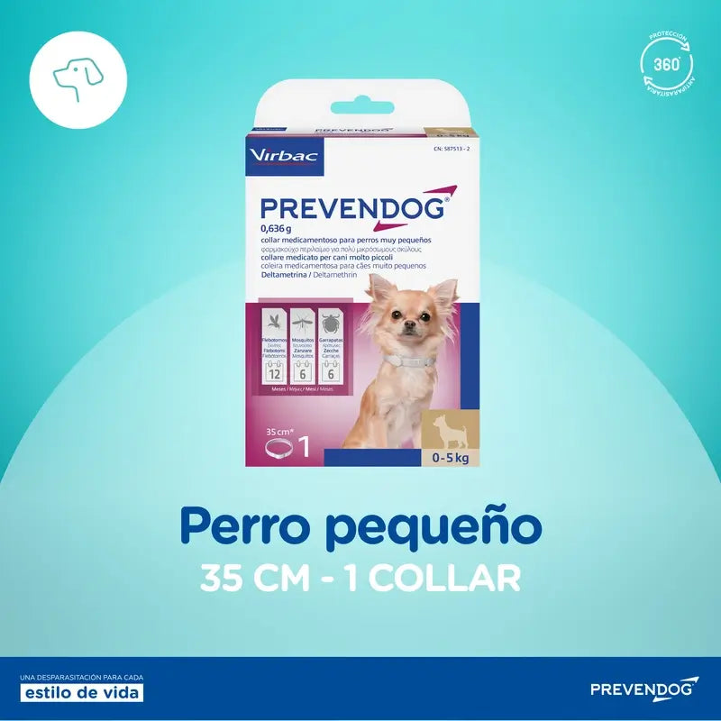 Virbac Prevendog Collier antiparasitaire 35 cm, 1 unité