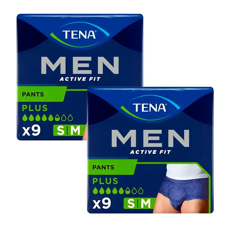Tena Pack Hommes Pantalon Actif Taille S-M, 2 X 9 Pcs.