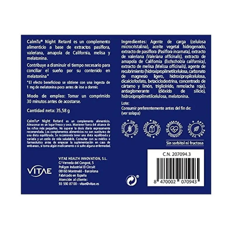 VITAE CalmTu Night Retard, 60 comprimés