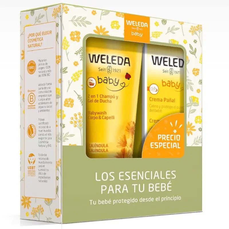 Weleda Set Top Baby. Les 2 produits les plus vendus de la gamme Calendula Baby Crème pour le change 75 ml + Shampooing et gel douche 200 ml.