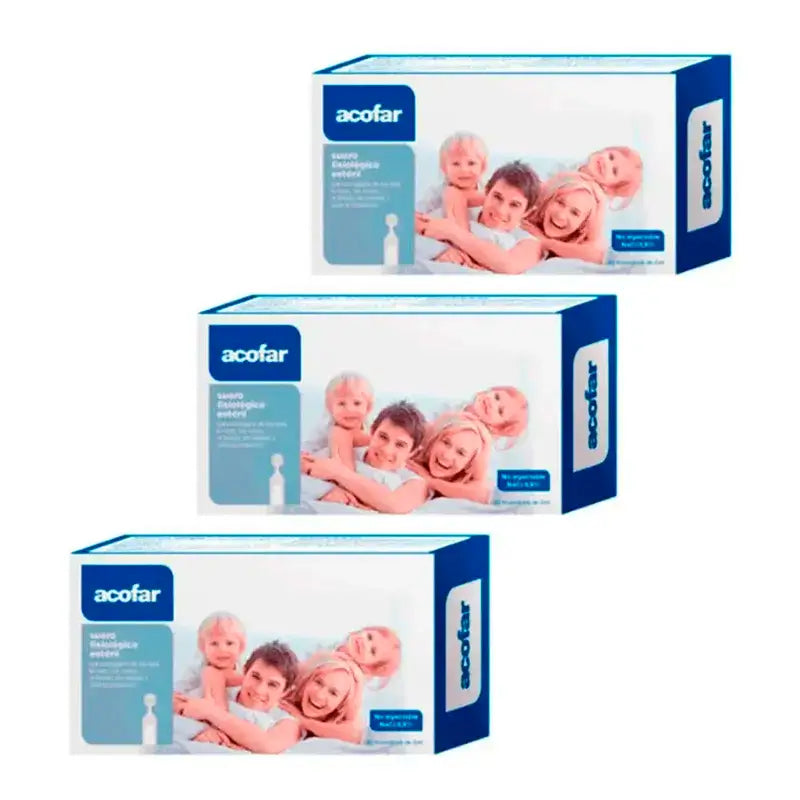 Sérum physiologique nasal et ophtalmique Acofar, paquet de 3 x (30 unidoses x 5 ml)