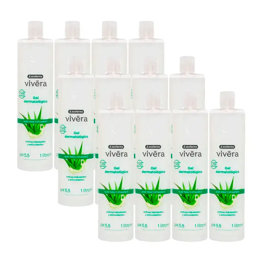Acofar Vivera Aloe Vera Vitamin E Gel, Pack 12 x 1 Litre