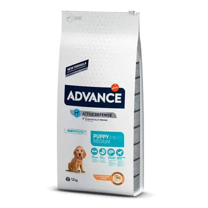Advance Canine Puppy Medium Chicken Rice 12Kg, nourriture pour chiens