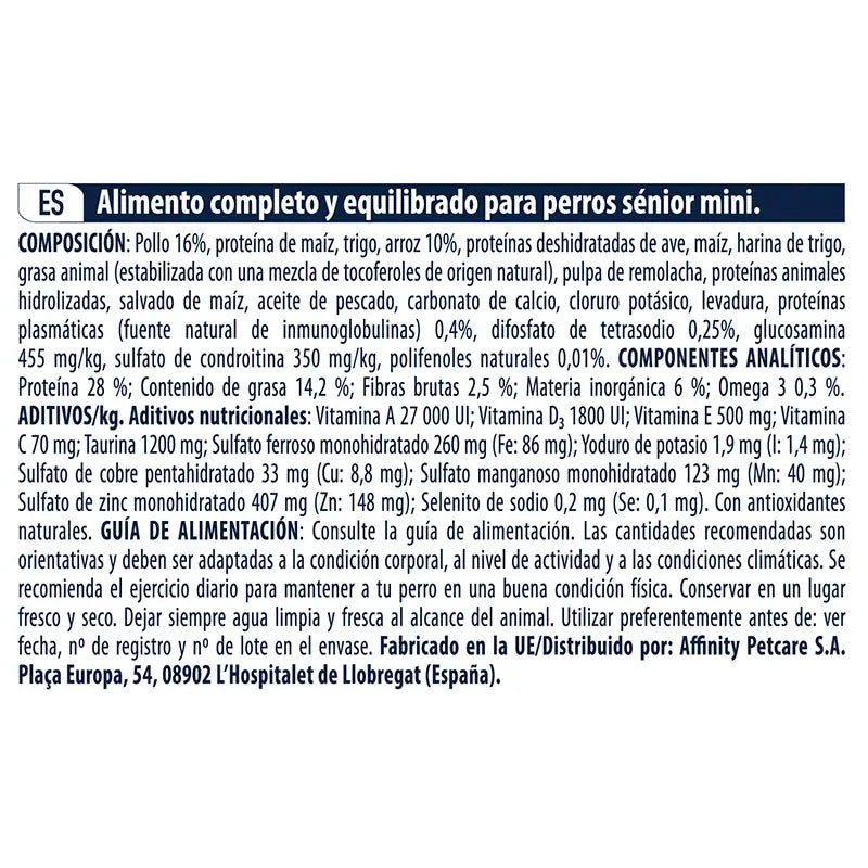 Advance Canine Senior Mini Chicken Rice 1,5Kg, nourriture pour chiens