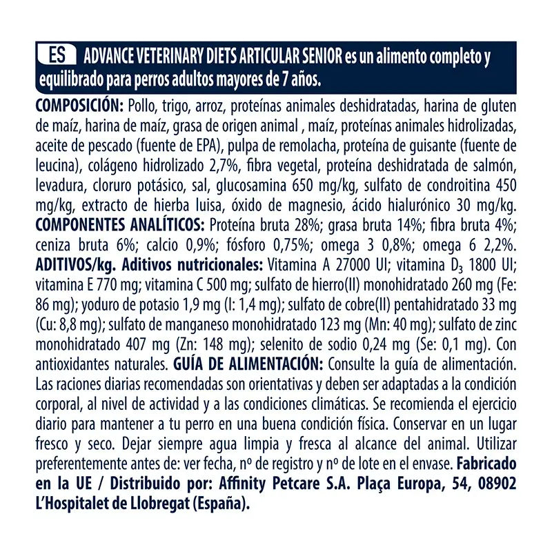 Advance Vet Canine Senior +7 Articular 3K, nourriture pour chiens