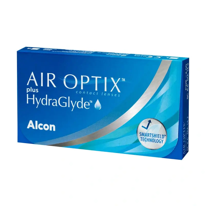 Air Optix Plus Hydraglade Lentilles de contact sphériques mensuelles, 3 unités