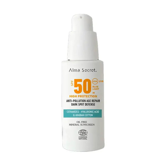 Alma Secret Solar Facial Natural Sunscreen Spf 50 With Ceramides, Anti-Blemish And Oil-Free