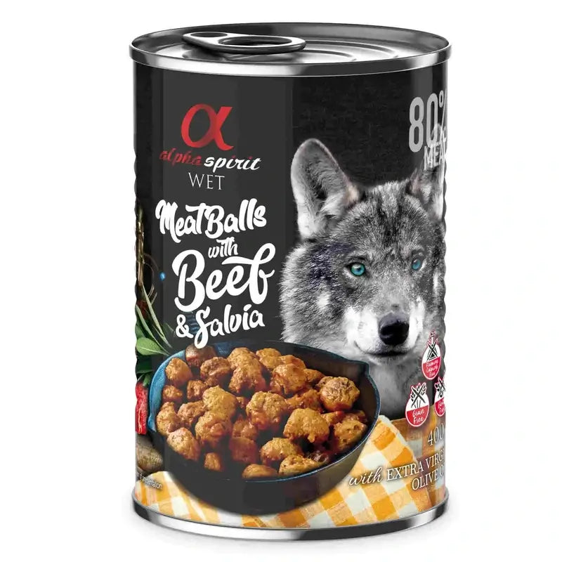 Alpha Spirit Canine Meatballs Boulettes de viande de boeuf Sage Box 6X400Gr