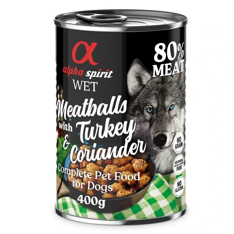 Alpha Spirit Canine Turkey Cilantro Meatballs 6X400Gr