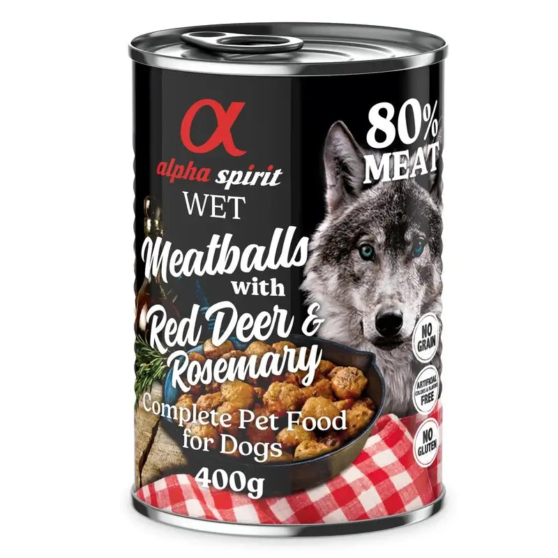 Alpha Spirit Canine Meatballs Venison Rosemary 6X400Gr