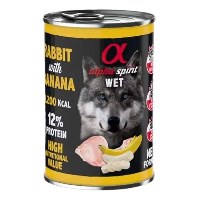Alpha Spirit Canine Rabbit With Banana Can 6X400Gr