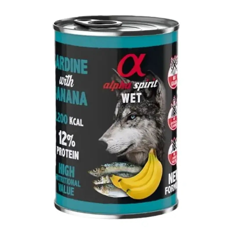 Alpha Spirit Canine Sardine Avec Banane Boîte 6X400Gr
