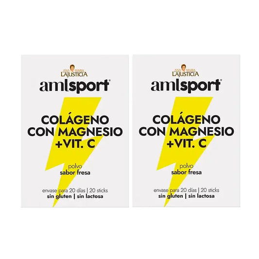 Amlsport Collagen With Magnesium + Vitamin C Strawberry Flavour, 2X20 Sticks