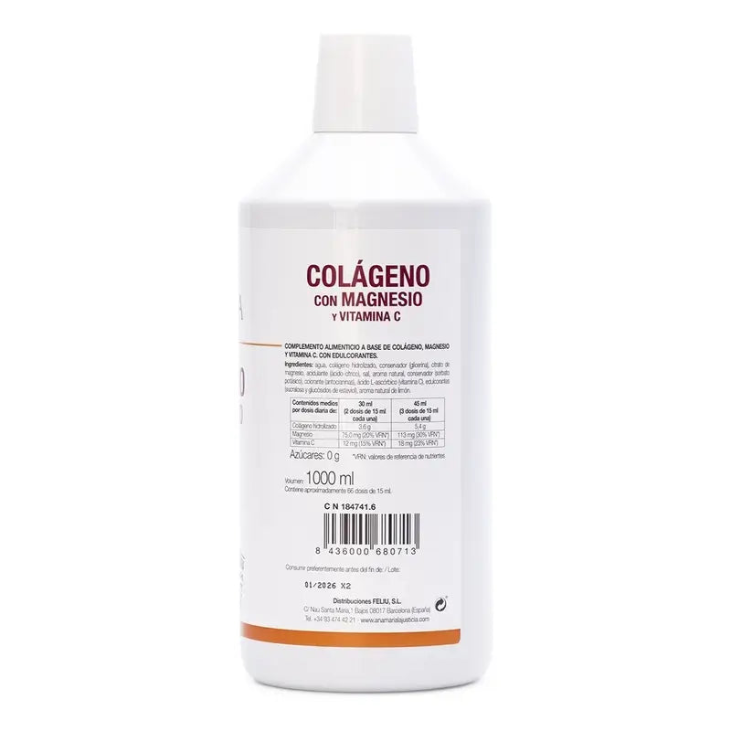 Ana Maria Lajusticia Collagen with Magnesium + Vitamin C cherry flavour, 1 L