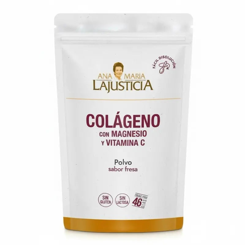 Ana Maria Lajusticia Collagen With Magnesium + Vit.C Strawberry Flavour Powder Doypack, 350 grammes