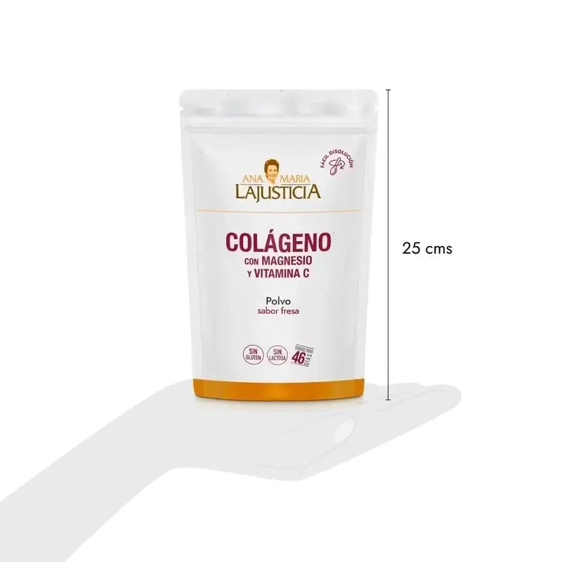 Ana Maria Lajusticia Collagen With Magnesium + Vit.C Strawberry Flavour Powder Doypack, 2x350 grammes