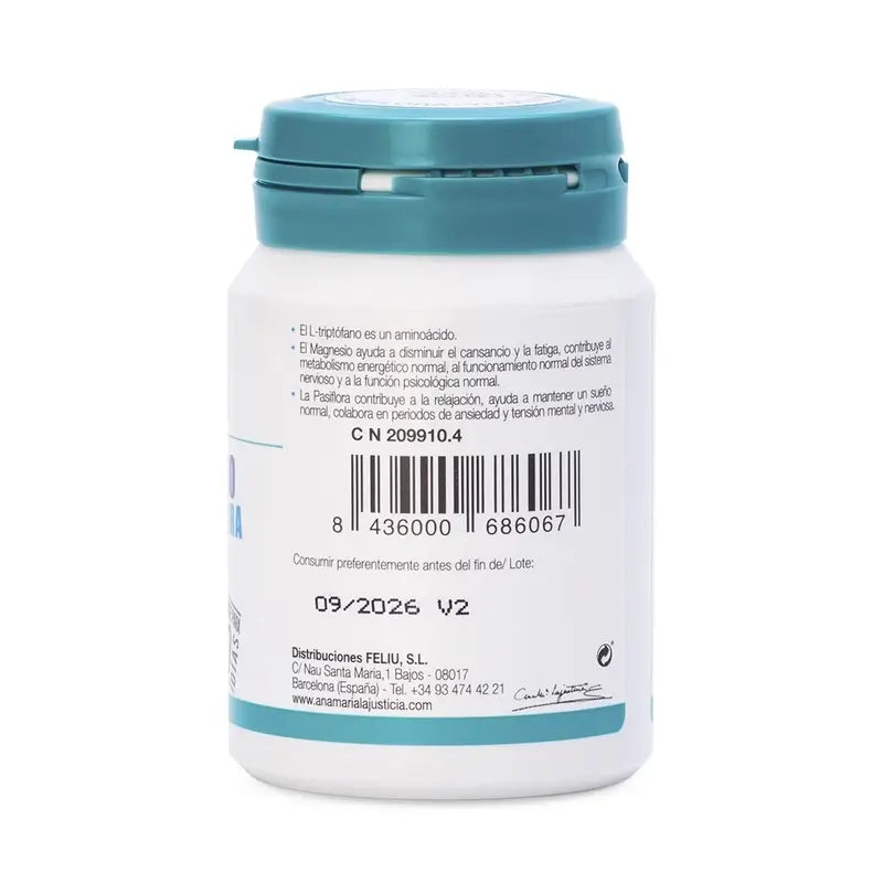 Ana Maria Lajusticia Tryptophane avec GABA + Plasifora et Magnésium, 60 comprimés