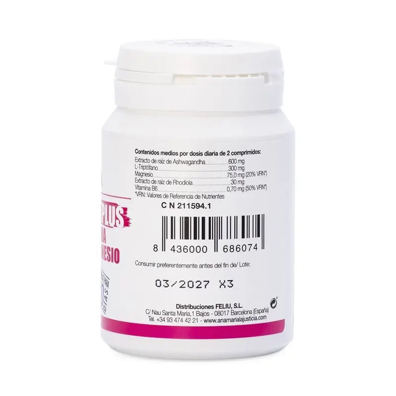 Ana Maria Lajusticia Tryptophan Plus avec Ashwagandha + Rhodiola et Magnésium, 60 comprimés