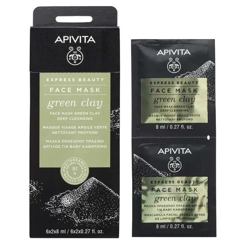 APIVITA Masque de nettoyage en profondeur à l'argile verte 2 unités x 8 ml
