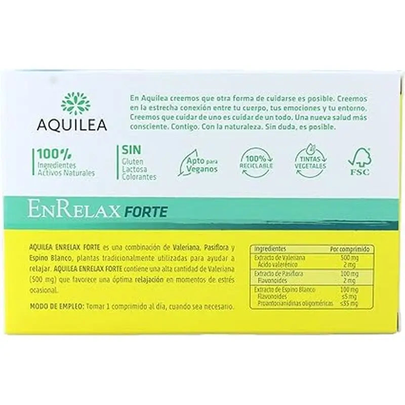 Aquilea Enrelax Forte 500 mg Valériane + Aubépine + Passiflore, 30 comprimés